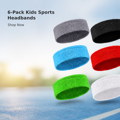 6-Pack Colorful Kids’ Sports Sweatbands