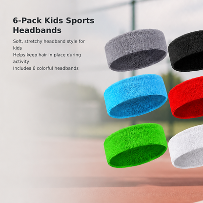 6-Pack Colorful Kids’ Sports Sweatbands